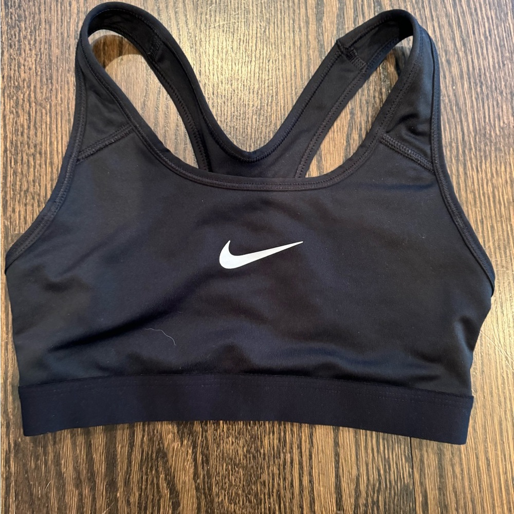 Nike Women's Black Sports Bra with White Logo